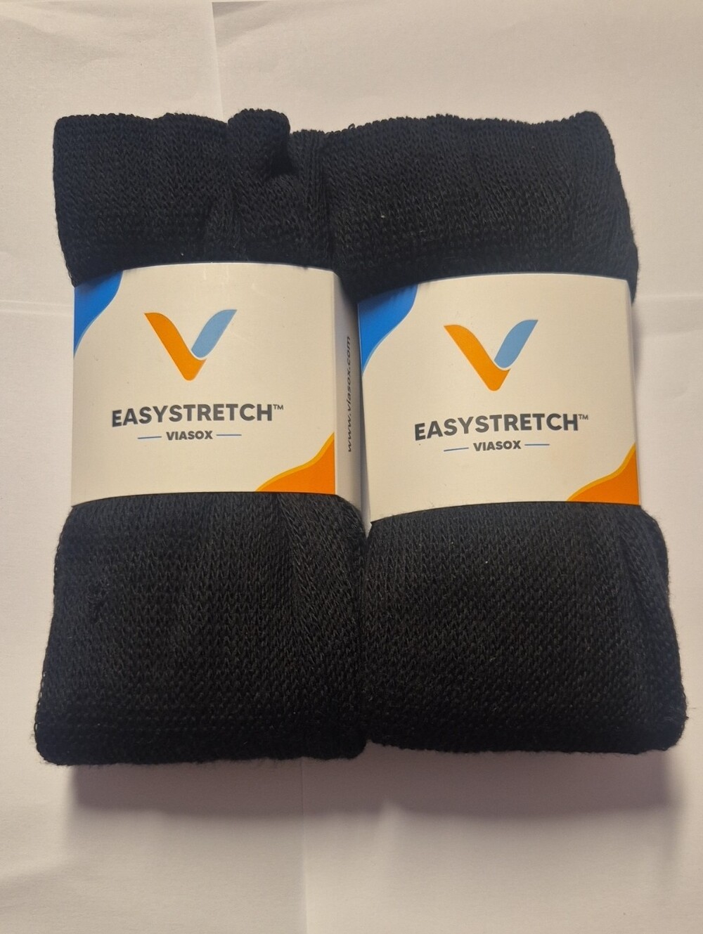 Easy Stretch Black Medium/Large | Womens 10-13, Men 9-12 Black Viasox- 2 Pack